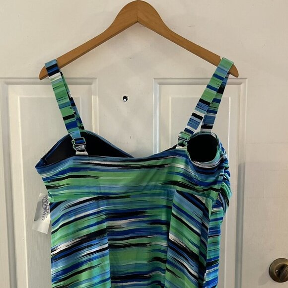 Catherines Woman's Green/Blue Plus-Size Summer Beachy Resort Tankini Top Sz 22W - Picture 4 of 9